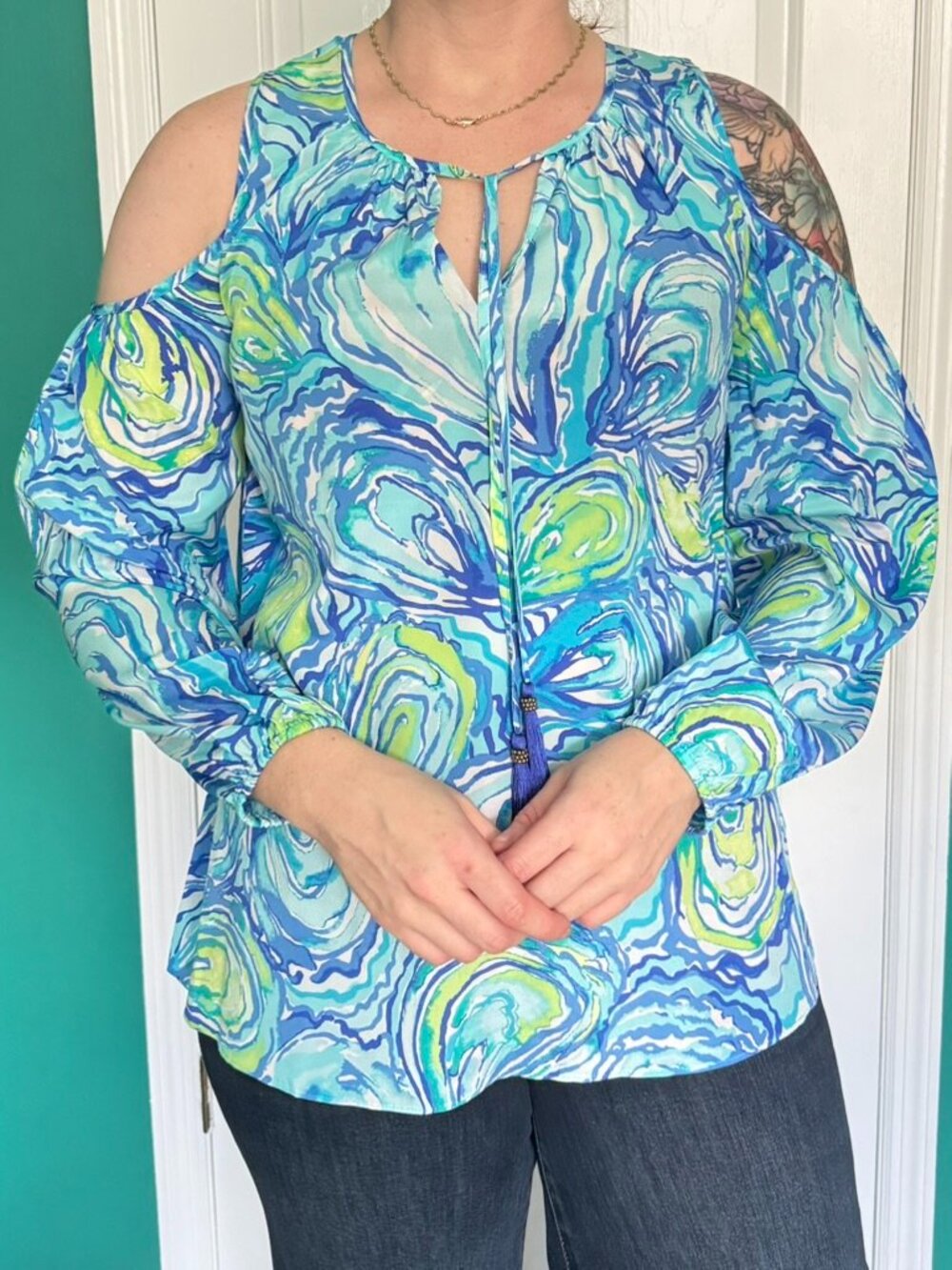 NWT Lilly Pulitzer Vibrant Blue and Green Blouse